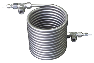 Спиральный теплообменник труба в трубе; 6х1 в 12х1; длина трубы 5720мм, площадь поверхности теплообмена 10.8 дм2